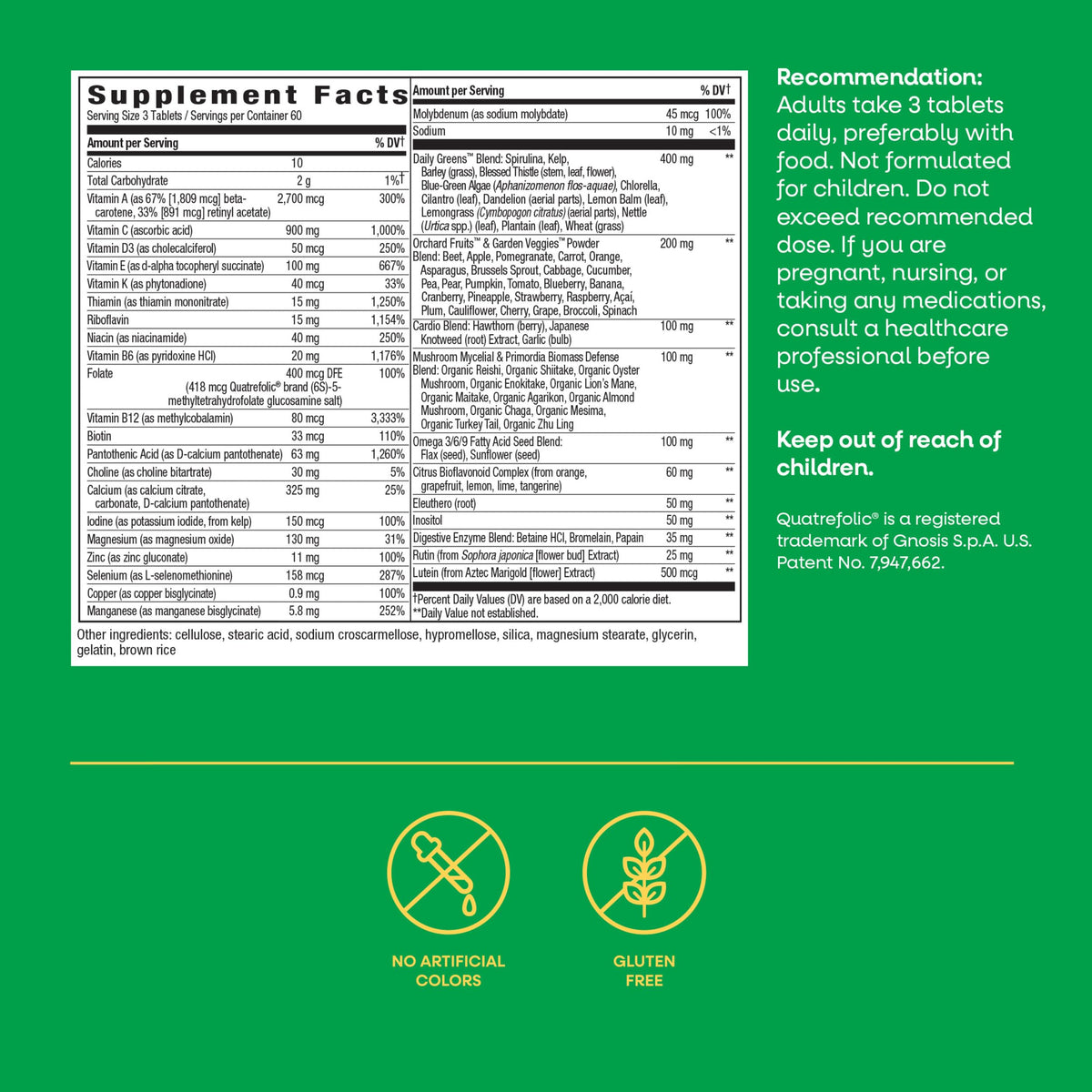 Nature's Way Alive! Max3 Multivitamines 180 comprimés avec des ingrédients naturels