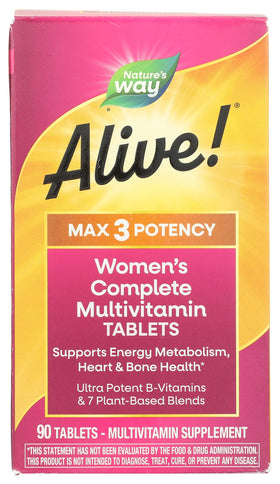 Nature's Way Alive! Max3 Potency Women's Complete Multivitamin, comprimés dans un bol