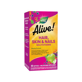 Nature's Way Alive! Multivitamines Cheveux, Peau et Ongles 60 gélules devant