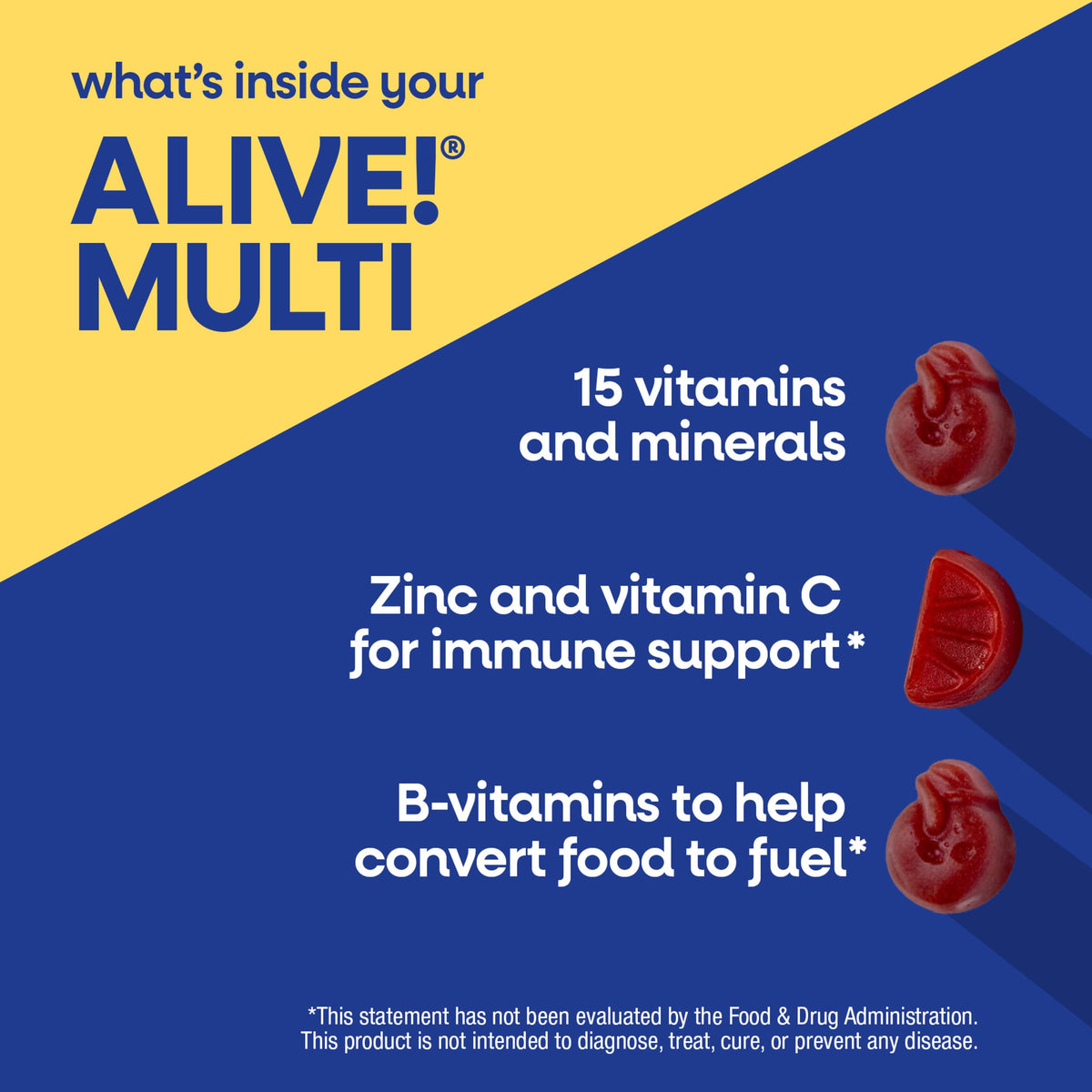 Nature's Way Alive! Multivitamines Gummy 50+ 150 pièces, étiquette avec ingrédients