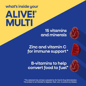 Nature's Way Alive! Multivitamines Gummy 50+ 150 pièces, étiquette avec ingrédients