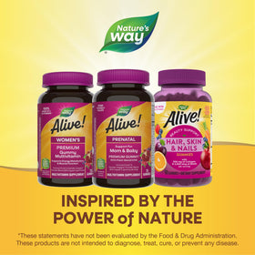 Nature's Way Alive! Multivitamines Prénatales Gélifiées, gélifiés sur une table