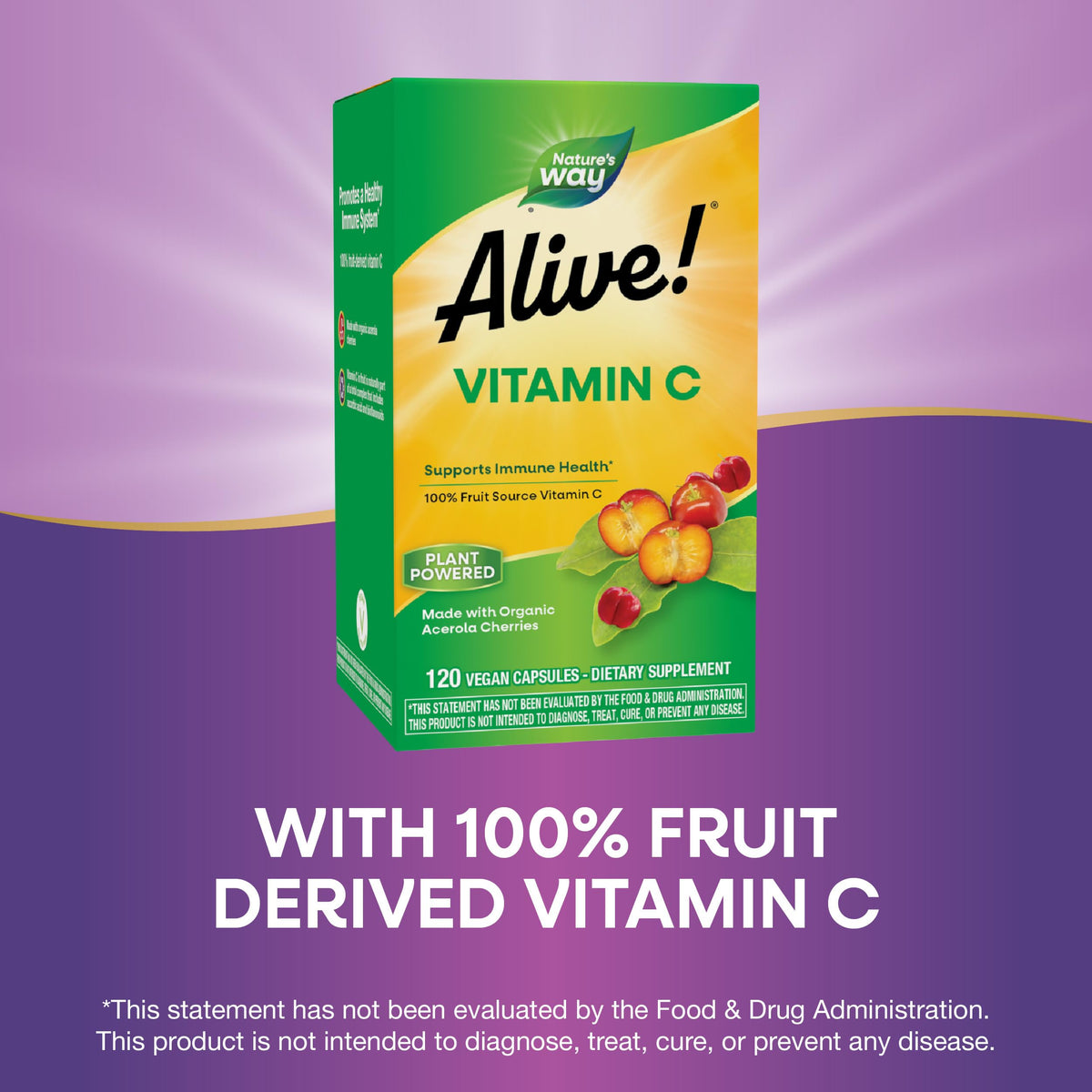 Nature's Way Alive! Vitamine C capsules ouvertes avec cerises acerola