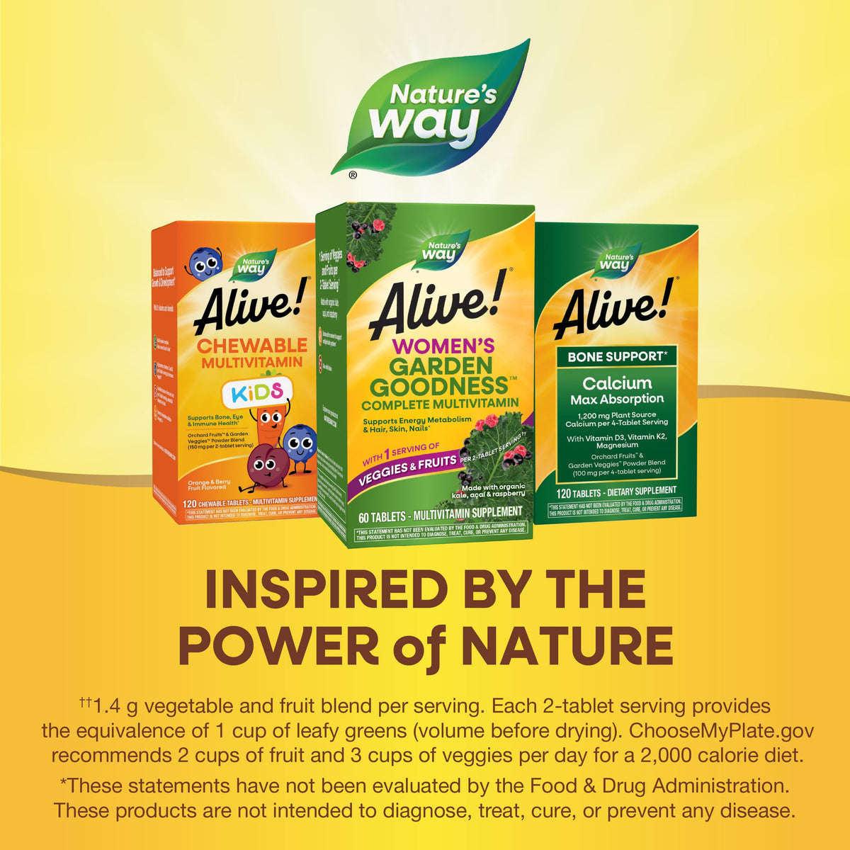 Nature's Way Alive! Women's Garden Goodness 60 comprimés avec bouteille ouverte