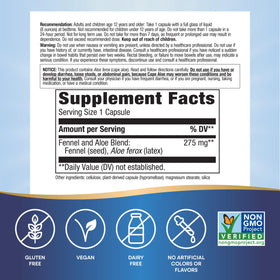 Nature's Way Aloe Vera avec Fenouil flacon ouvert