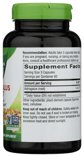 Nature's Way Astragalus Racine 180 capsules avec étiquette visible