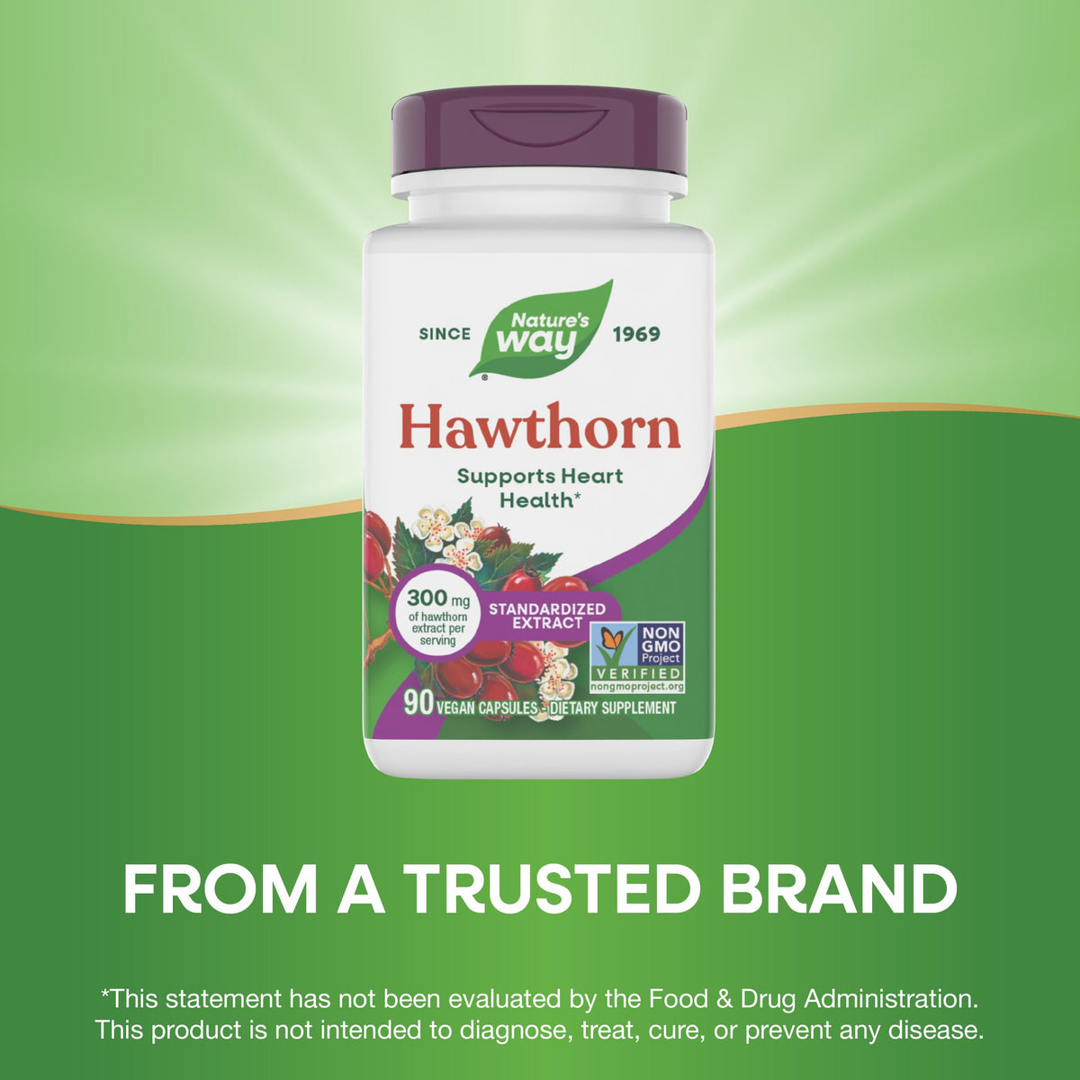 Nature's Way Aubépine 300 mg avec un verre d'eau