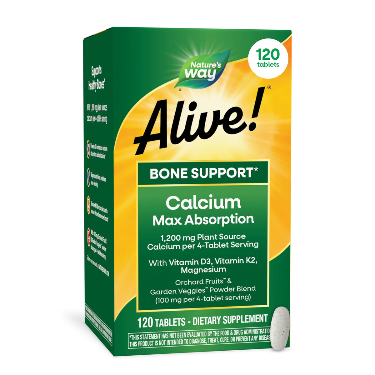 Nature's Way Calcium 1 200 mg 120 tablettes vue de face