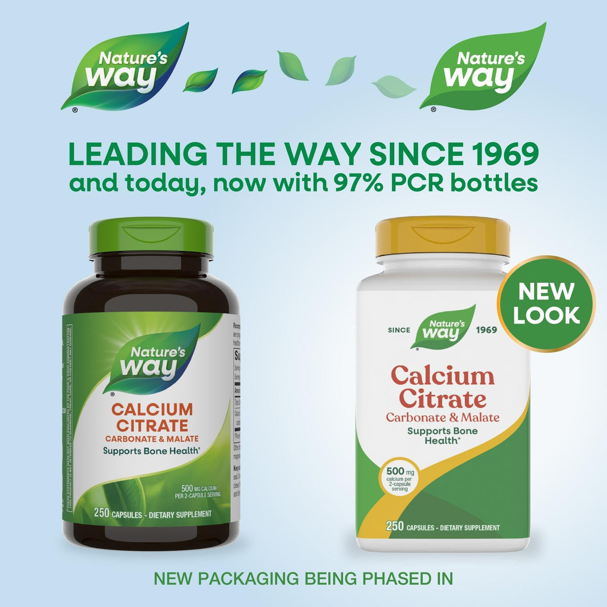 Nature's Way Calcium Citrate 500mg gélules, emballage et taille