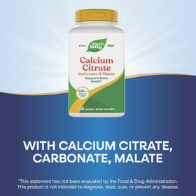 Nature's Way Calcium Citrate 500mg gélules, prise avec un verre d'eau