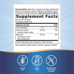 Nature's Way Calcium & Magnésium Complex 750 mg 100 capsules avec étiquetage