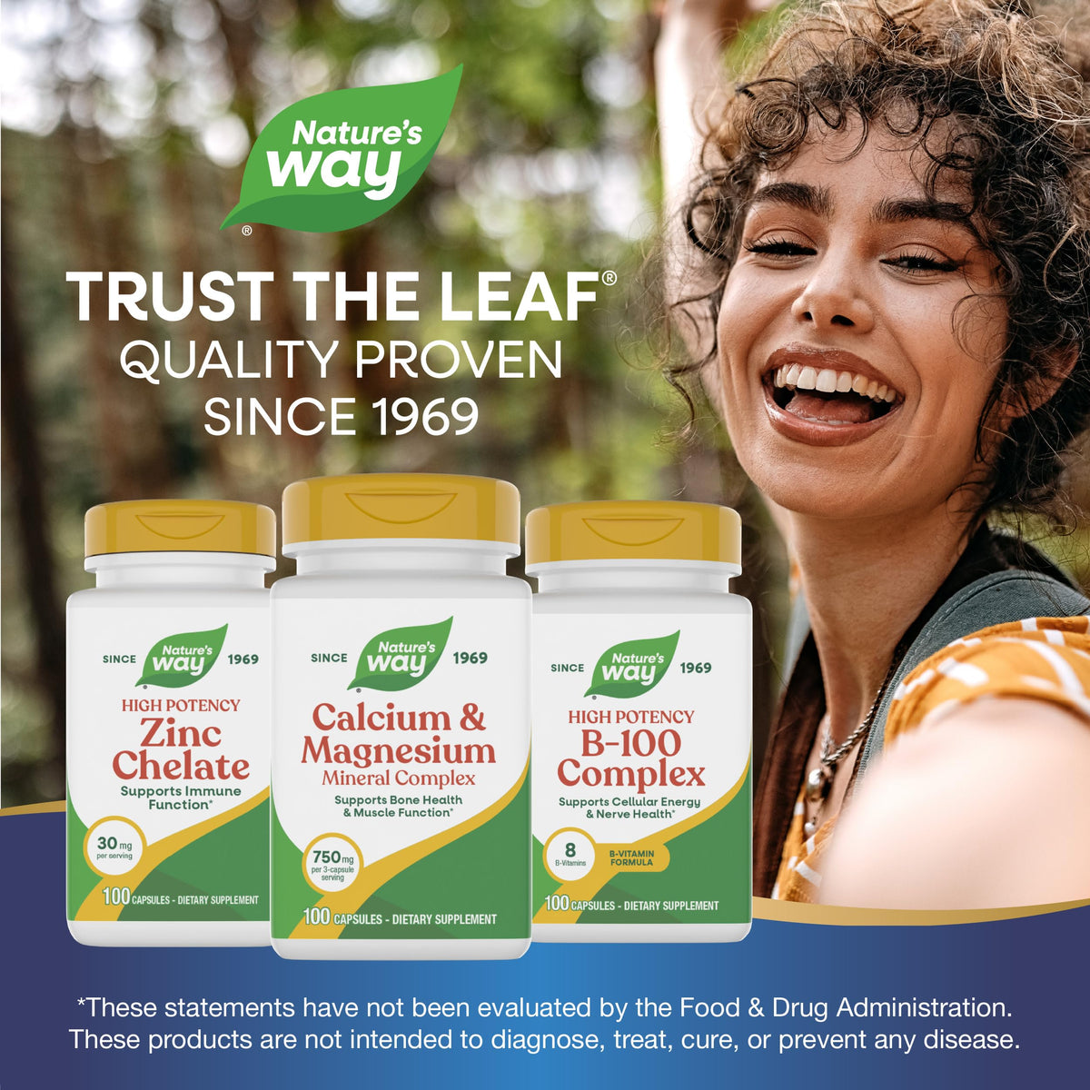 Nature's Way Calcium & Magnésium Complex 750 mg 100 capsules dans un environnement naturel