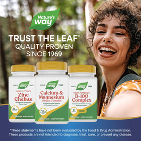 Nature's Way Calcium & Magnésium Complex 750 mg 100 capsules dans un environnement naturel
