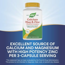 Nature's Way Calcium, Magnésium et Zinc capsules sur une table