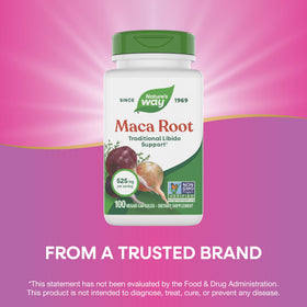 Nature's Way Capsules Racine de Maca 100 ct sur un comptoir