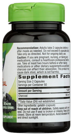 Nature's Way Charbon Actif - informations nutritionnelles