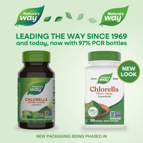 Nature's Way Chlorella capsules avec fond blanc