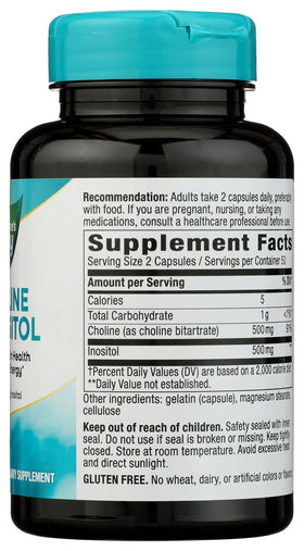 Nature's Way Choline & Inositol product packaging