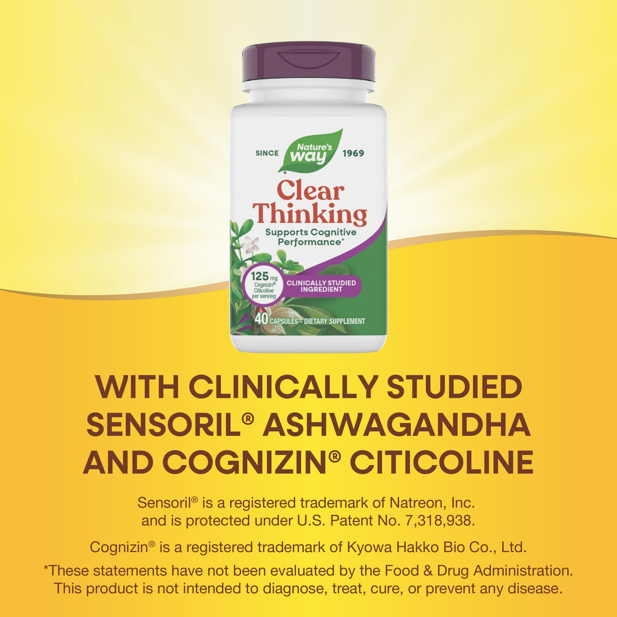 Nature's Way Clear Thinking capsules on a table