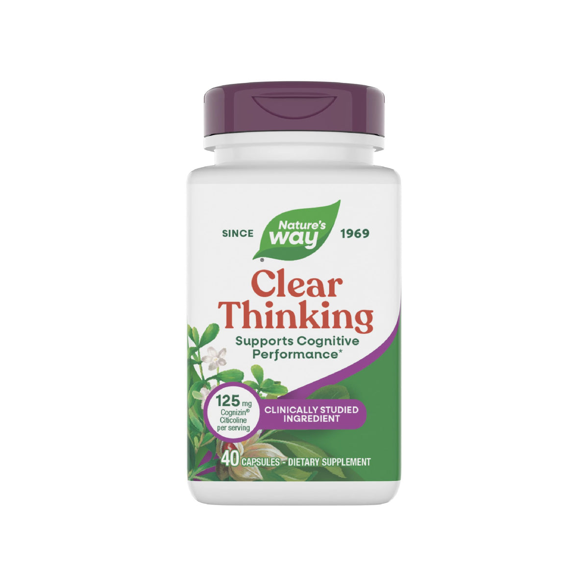 Nature's Way Clear Thinking Nootropic Capsules 40 ct front view