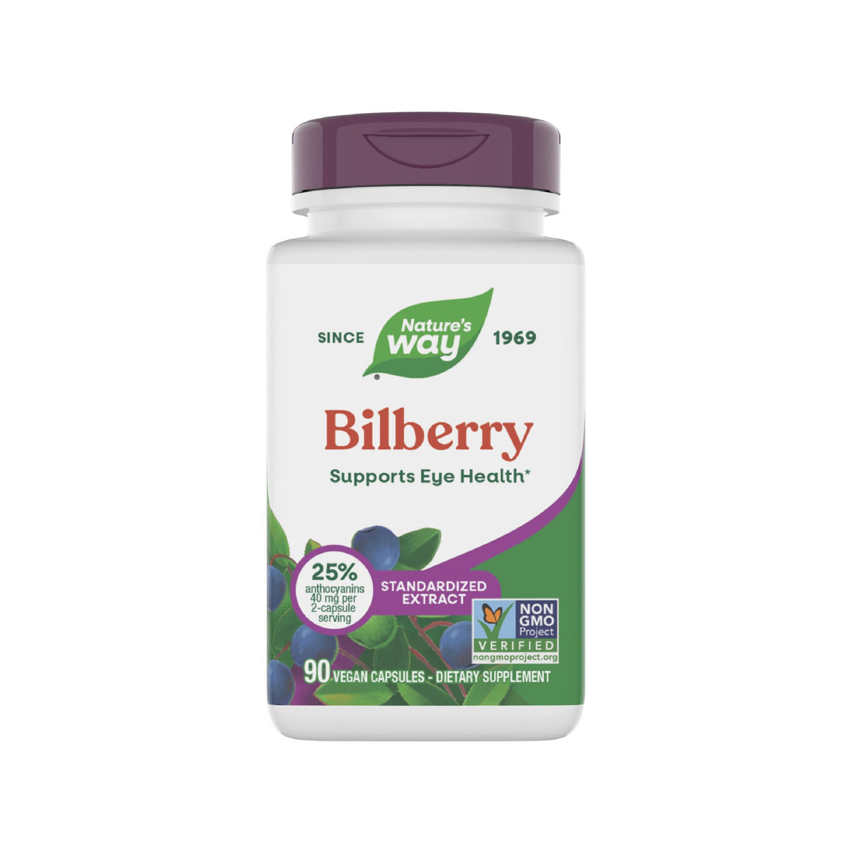 Nature's Way Complément Alimentaire Myrtille 90 capsules avant