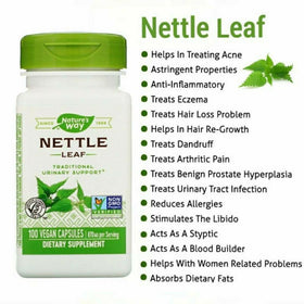 Nature's Way Complément Alimentaire Ortie 100 Capsules avec étiquette et informations