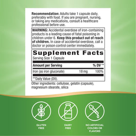 Nature's Way Complément de Fer 18 mg gélules, zoom sur les gélules