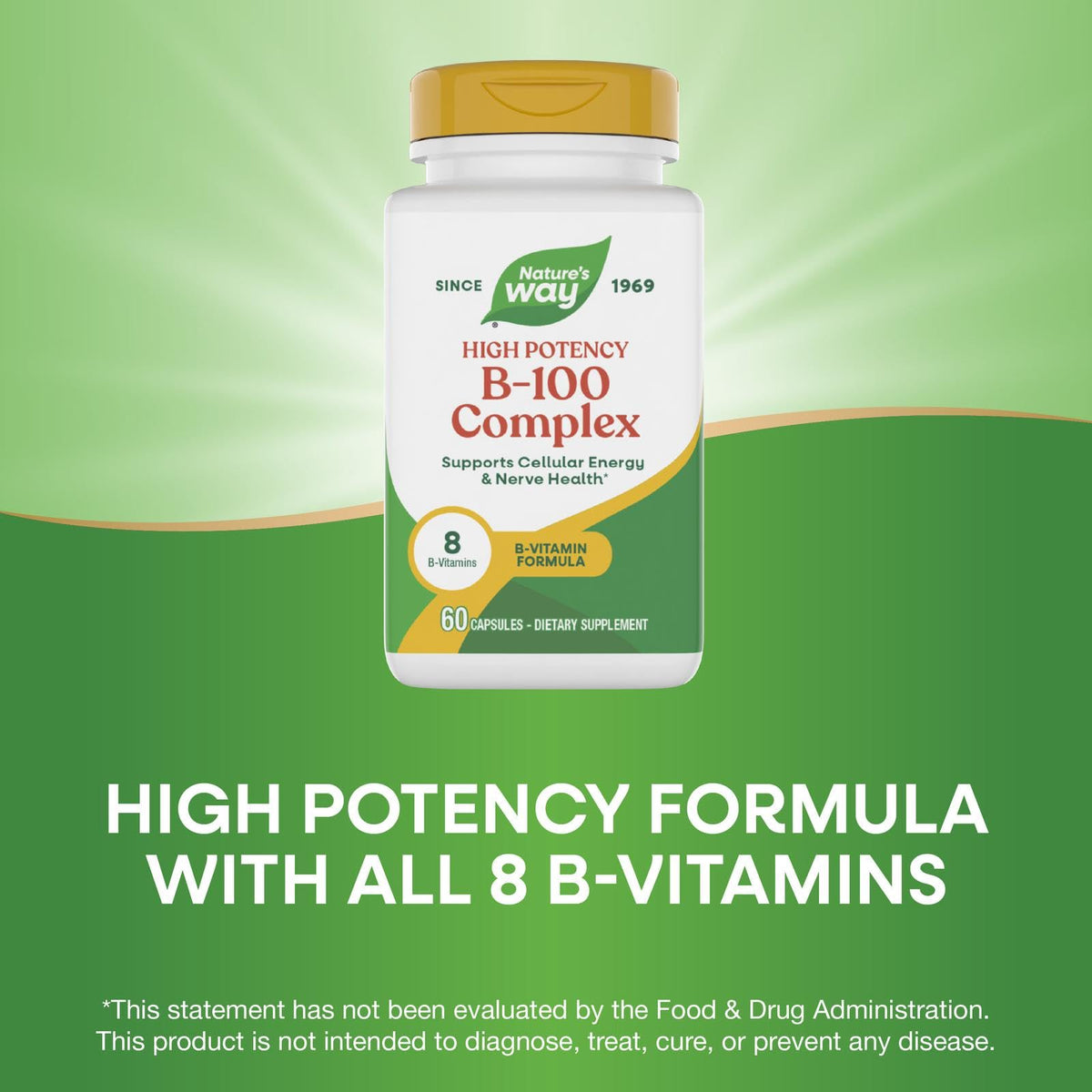 Nature's Way Complexe de Vitamines B-100, 60 capsules, vue de dessus