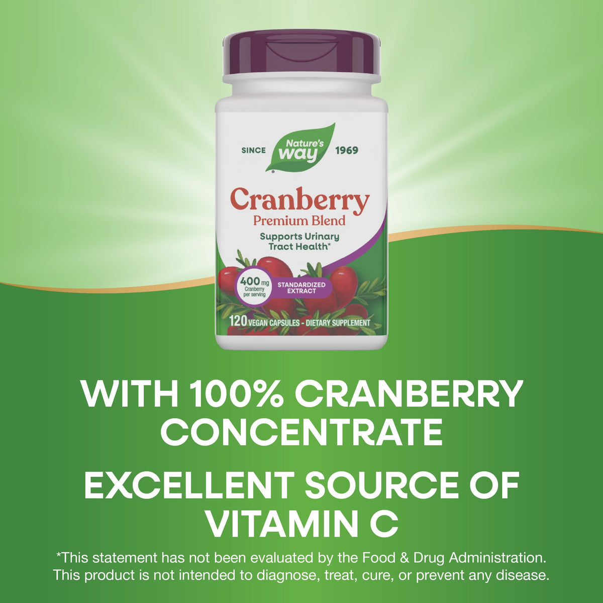 Nature's Way Cranberry 120 capsules étiquette avec ingrédients