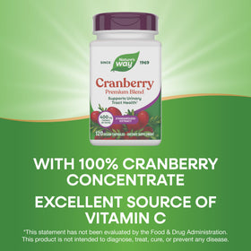 Nature's Way Cranberry 120 capsules étiquette avec ingrédients