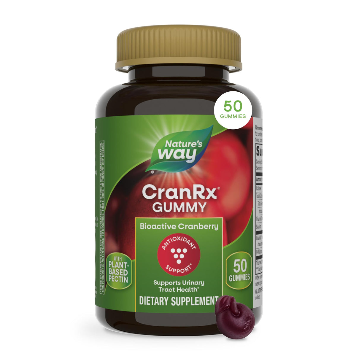 Nature's Way CranRx Gummies Cranberry 500 mg 50 unités vue de face