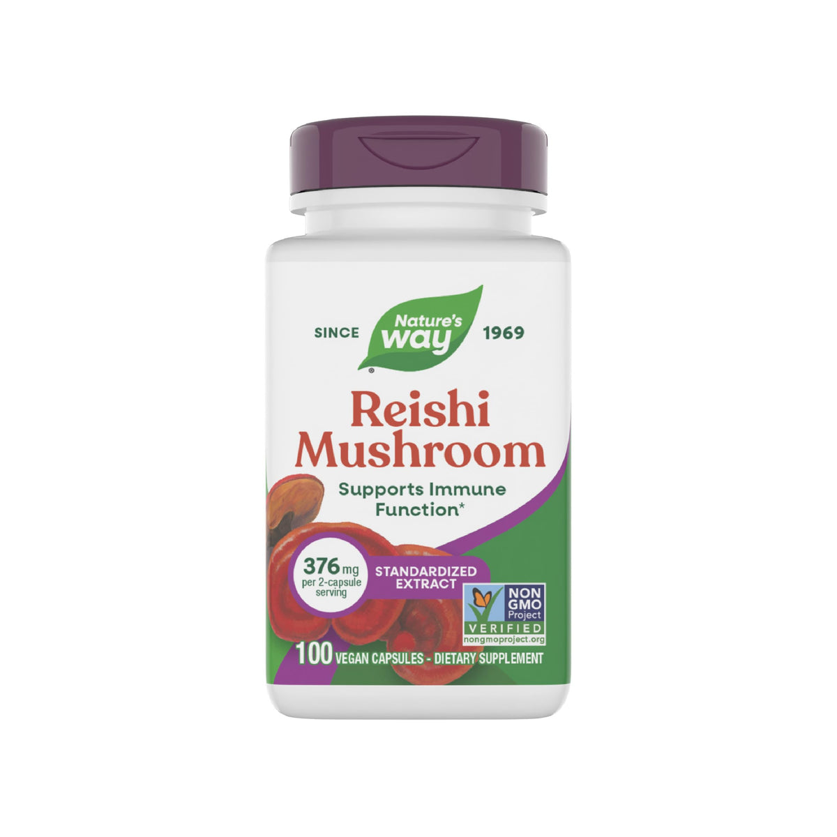 Nature's Way Extrait de Champignon Reishi 100 capsules vue de face
