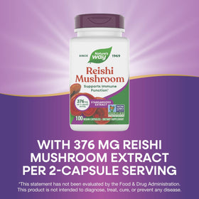 Nature's Way Extrait de Champignon Reishi avec des ingrédients naturels en arrière-plan
