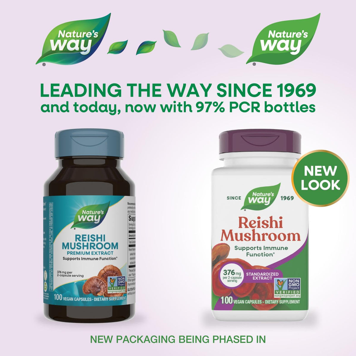Nature's Way Extrait de Champignon Reishi capsules avec étiquette lisible