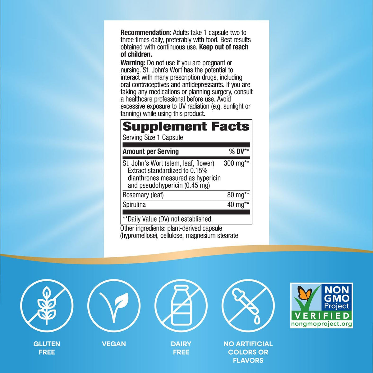 Nature's Way Extrait de Millepertuis 300 mg Capsules vue arrière