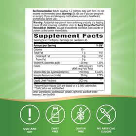 Nature's Way Fer 50 mg 90 gélules - étiquette du produit