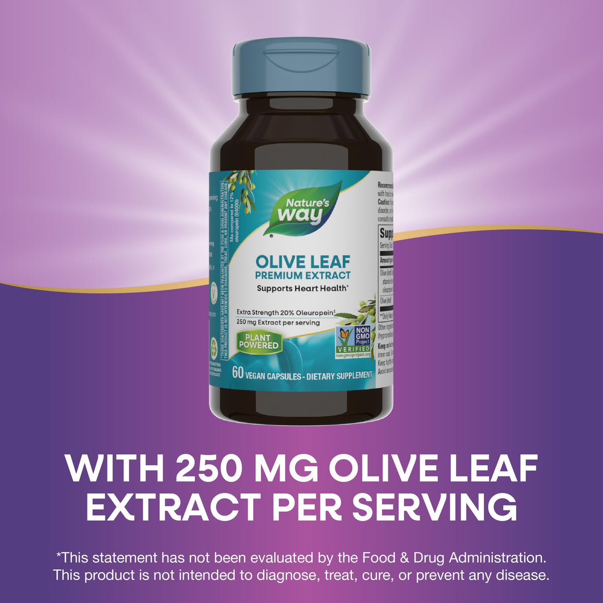 Nature's Way Feuille d'Olive Extrait Premium 250 mg avec ingrédients