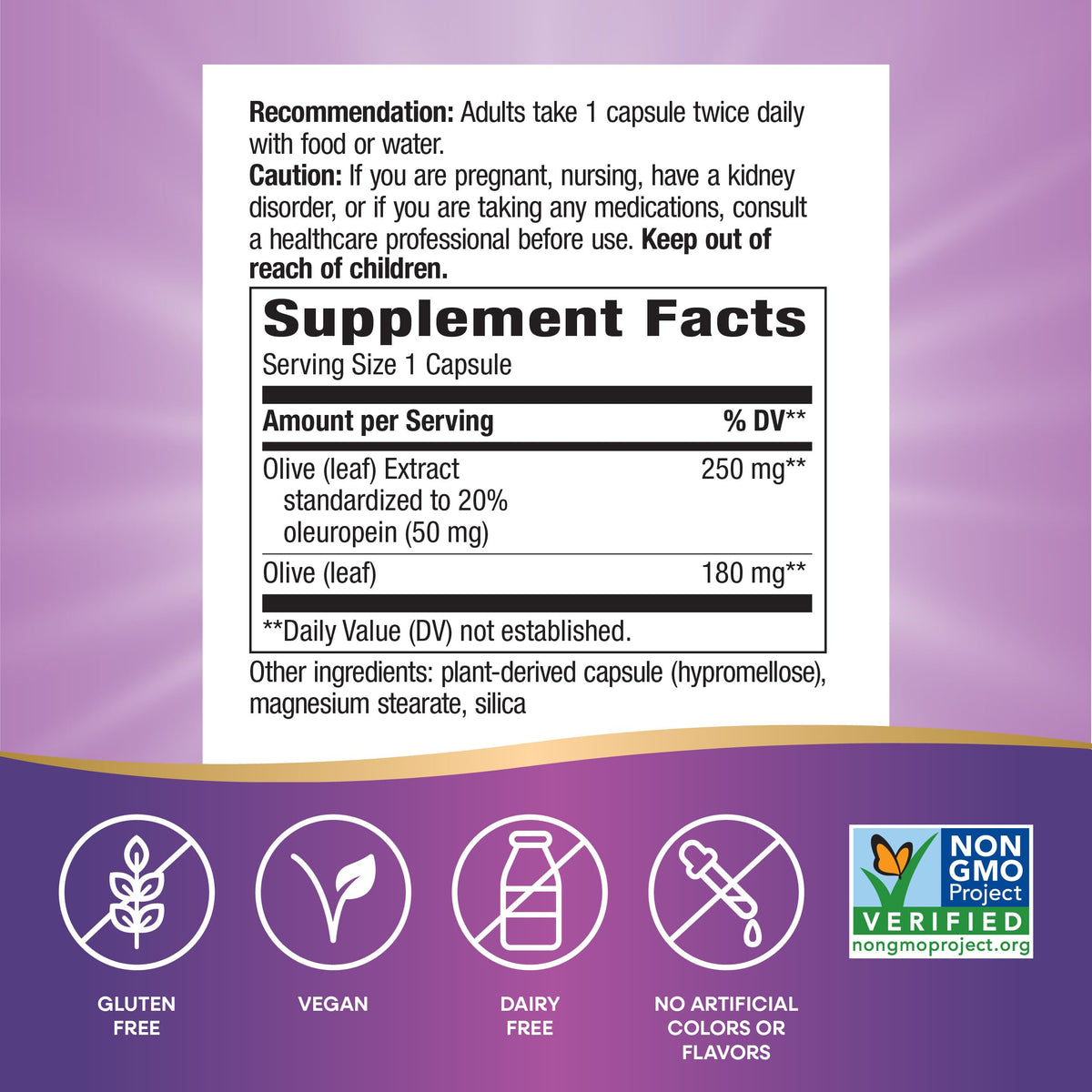 Nature's Way Feuille d'Olive Extrait Premium 250 mg en mise en scène