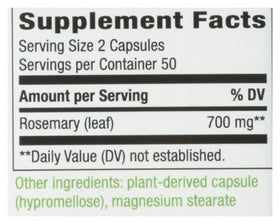 Nature's Way Feuilles de Romarin 100 Capsules - Détails de l'emballage
