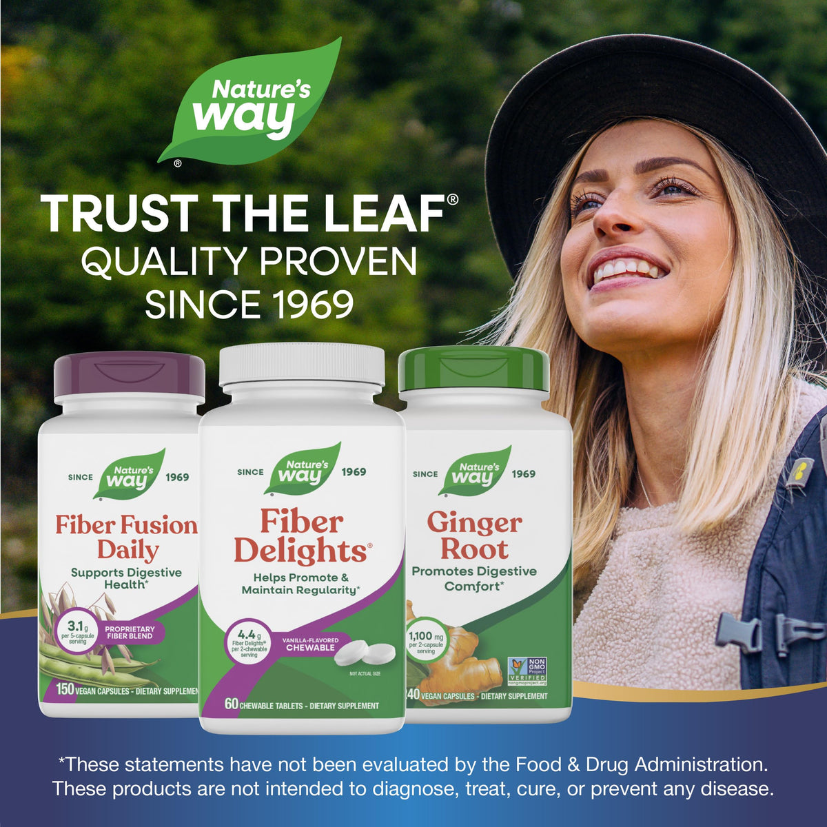 Nature's Way Fiber Delights comprimés dans une main