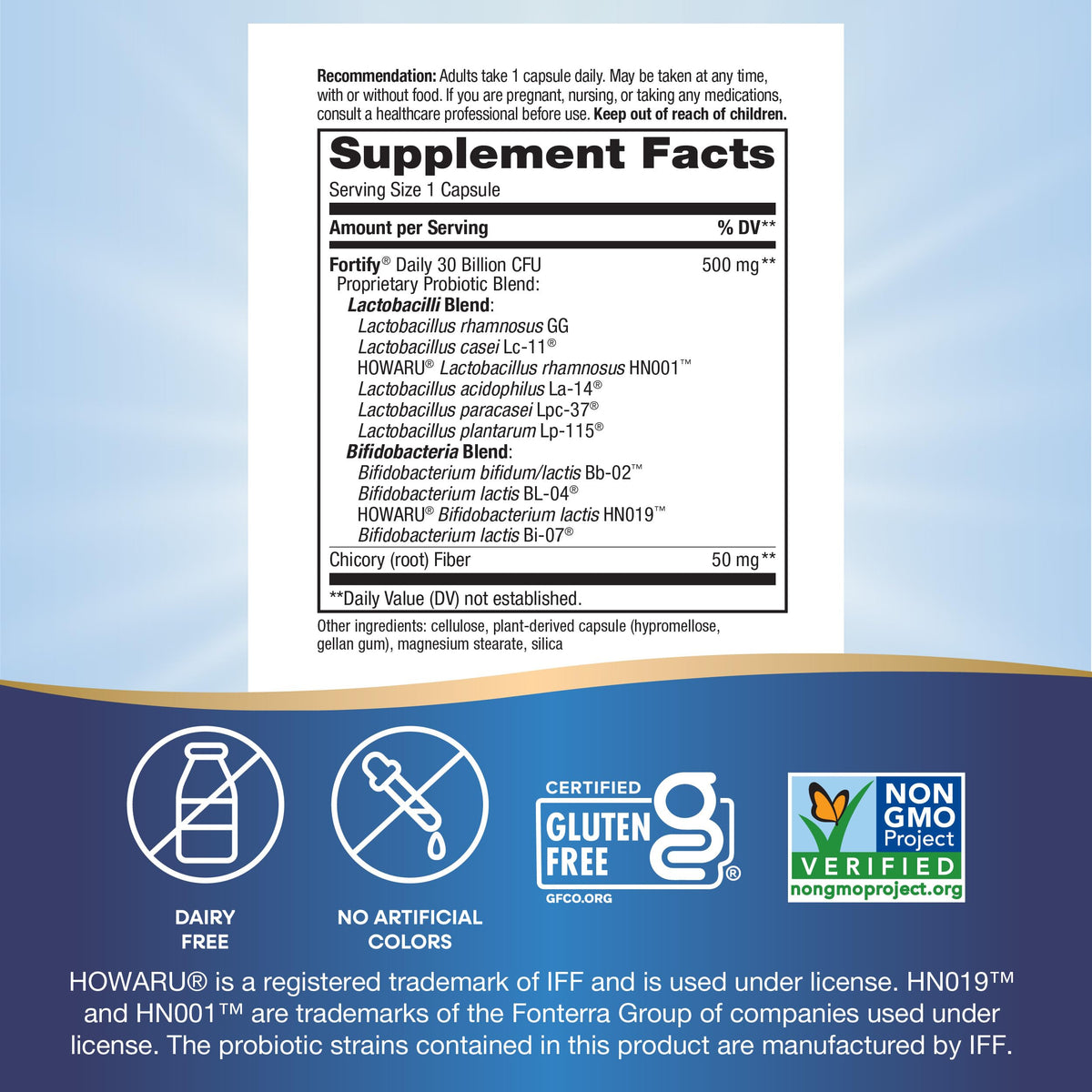 Nature's Way Fortify Daily Pré+Probiotique gélules sur table
