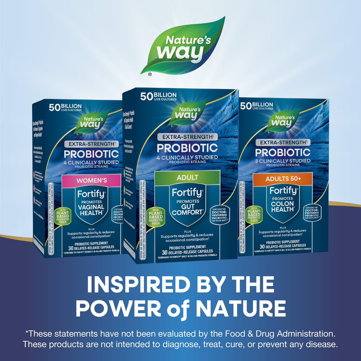 Nature's Way Fortify Probiotique Extra Fort 50 Milliards - capsules dans une main