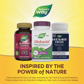 Nature's Way Ginkgold avec des éléments naturels en arrière-plan