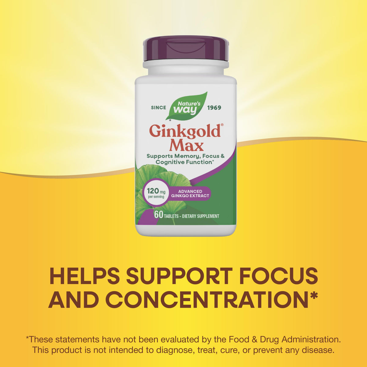 Nature's Way Ginkgold Max 60 comprimés, arrière de l'emballage