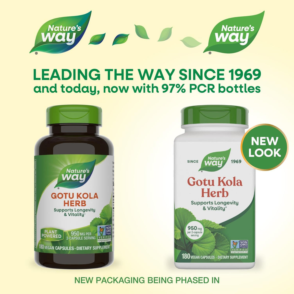 Nature's Way Gotu Kola 950 mg, vue de côté avec l'étiquette
