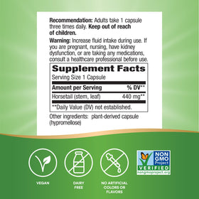 Nature's Way Horsetail Grass 440mg arrière de l'emballage