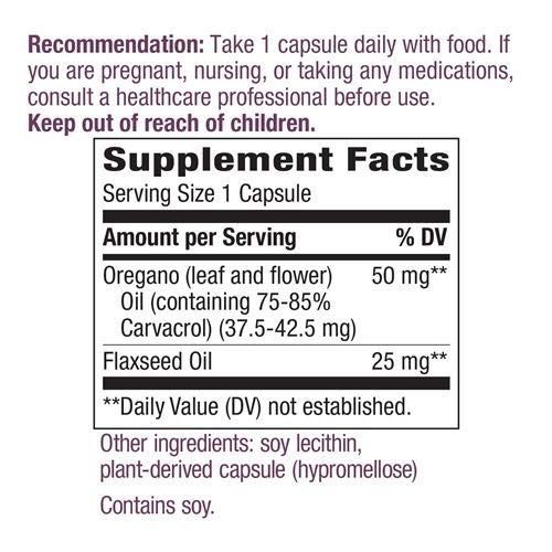 Nature's Way huile d'origan 60 capsules avec flacon ouvert