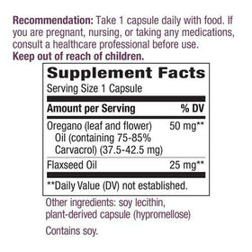 Nature's Way huile d'origan 60 capsules avec flacon ouvert