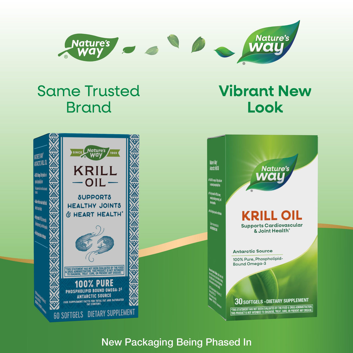 Nature's Way Huile de Krill 30 gélules côté avec informations nutritionnelles