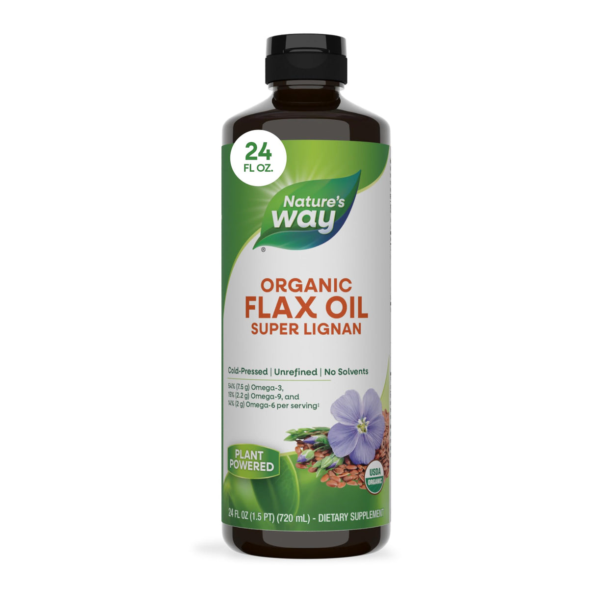 Nature's Way Huile de Lin Bio Super Lignan 24 Fl Oz vue de face